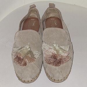 TOMS Women's Suede Espadrilles - Beige and Brown